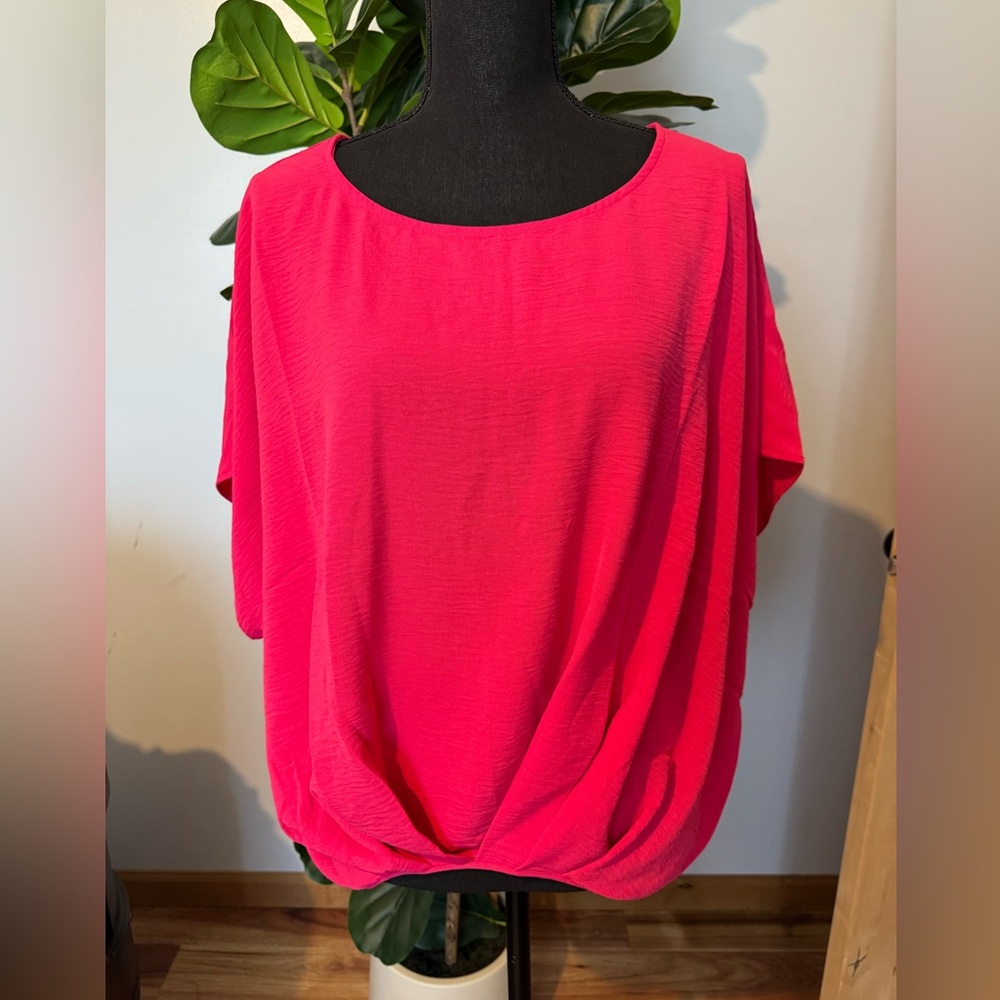 Kate & Mallory Bright Hot Pink Dolman Blouse